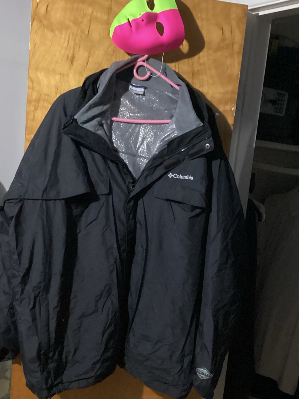Columbia Kids Black Waterproof Raincoat with Grey Lining